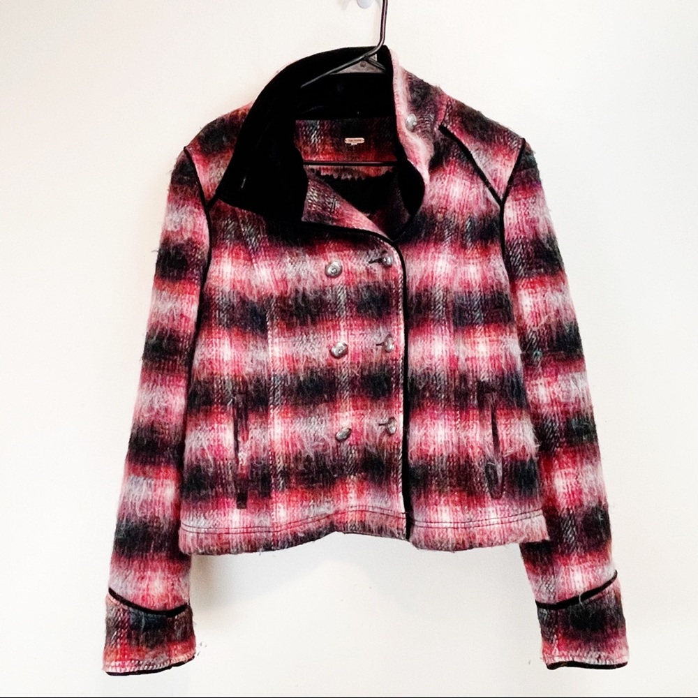 Free People Red Wooly Officer Military Jacket - Picture 1 of 9